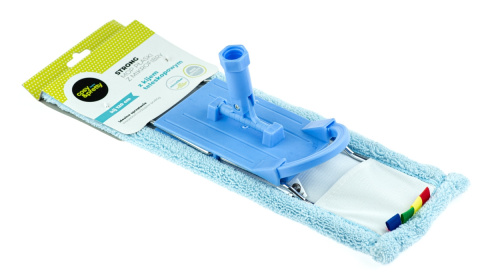 Mop płaski kij teleskopowy z mikrofibrą niebieski strong