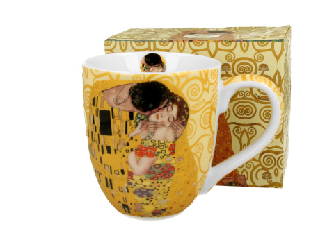 Ogromny kubek kubas jumbo Klimt Pocałunek na prezent xxl ecru