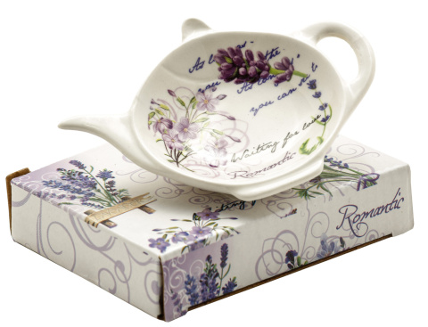 Ozdobna podstawka pod herbatę skapek lawenda ociekacz