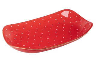 Półmisek talerz ceramiczny czerwony z Mieroszowa