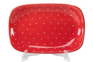 Półmisek talerz ceramiczny czerwony z Mieroszowa