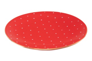 Talerz płytki czerwony Mieroszów groszki obiadowy