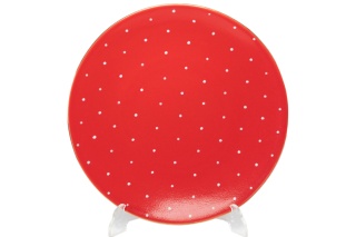 Talerz płytki czerwony Mieroszów groszki obiadowy