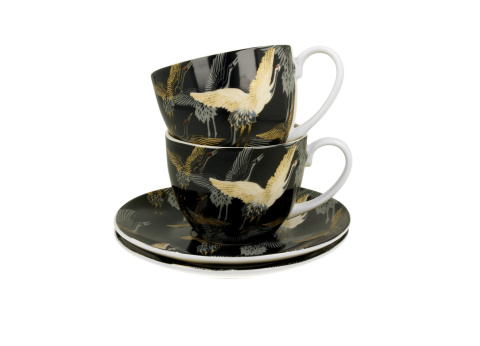 Zestaw 2 filiżanki ze spodkami żurawie nocą na urodziny