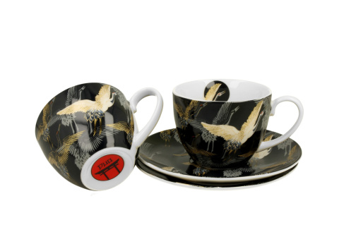 Zestaw 2 filiżanki ze spodkami żurawie nocą na urodziny