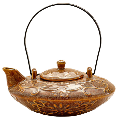 Zestaw dzbanek ceramiczny z 4 kubkami czarkami do herbaty