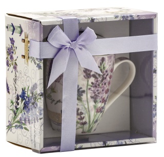 Komplet kubek z sitkiem i przykrywką do ziół lawenda