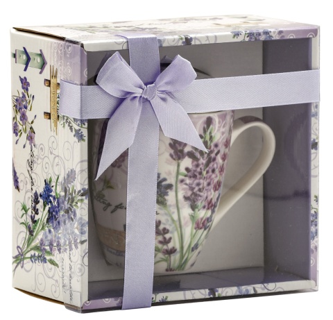 Komplet kubek z sitkiem i przykrywką do ziół lawenda