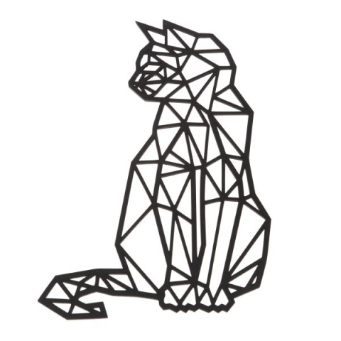 Drewniana dekoracja ścienna do powieszenia kot geometryczny