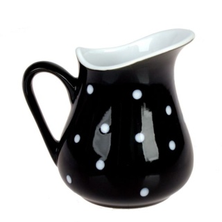 Czarny dzbanuszek mlecznik 0,5l białe kropki do wody mleka