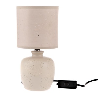 Ceramiczna lampka nocna beżowa do pokoju stojąca elektryczna