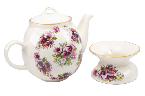 Dzbanek 1,7 litra z mieroszowa ozdobiony motywem bratków