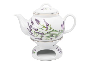 Dzbanek do parzenia herbaty z podgrzewaczem lawenda Mieroszów