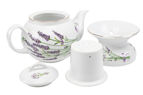 Dzbanek do parzenia herbaty z podgrzewaczem lawenda Mieroszów