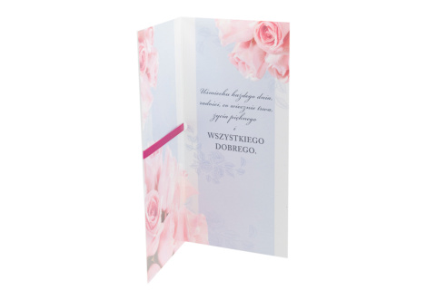 Kartka na imieniny karnet koperta życzenia wstążka kwiaty