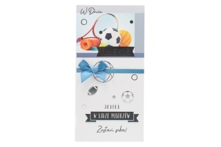 Kartka okazjonalna karnet koperta życzenia wstążka sport