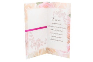 Kartka okazjonalna karnet z życzeniami kopertą wstążka malina