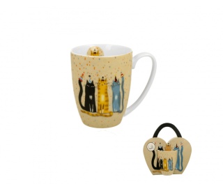 Klasyczny kubek do kawy prezent koci świat w koszyczku party