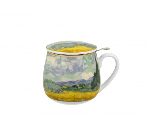 Komplet kubek baryłka z sitkiem Van Gogh Wheat Field prezent