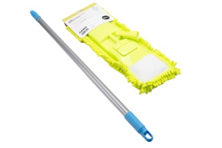 Mop płaski z kijem teleskopowym z mikrofibrą zielony drążek