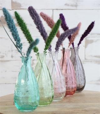 Ozdobna szklana butelka bezbarwna wazonik świecznik słońce