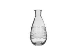 Ozdobna szklana butelka bezbarwna wazonik świecznik 16 cm