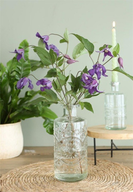 Ozdobna szklana butelka bezbarwna wazon świecznik 21 cm