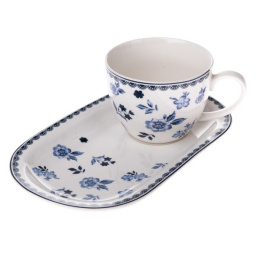 Porcelanowa filiżanka niebieskie kwiaty do kawy na prezent