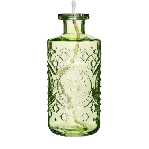 Szklana butelka zielona wazon ozdoba świecznik 21 cm zieleń