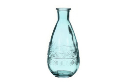Szklana butelka niebieska wazon świecznik 16cm do pokoju