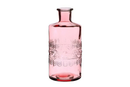 Szklana butelka różowa wazon świecznik 15cm porto ozdoba