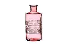 Szklana butelka różowa wazon świecznik 15cm słońce porto