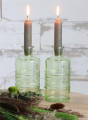 Szklana butelka zielona wazon świecznik 15cm do pokoju porto