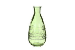 Szklana butelka zielona wazonik świecznik 16cm do pokoju