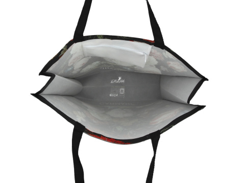 Czarna torba sklepowa na ramię kwiaty barokowe Heem moda