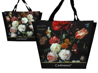 Czarna torba sklepowa na ramię kwiaty barokowe Heem moda