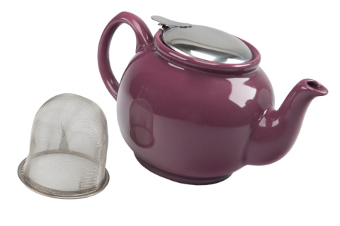 Zestaw dzbanek z sitkiem zaparzaczem porcelanowy fioletowy