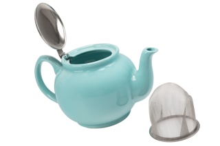 Zestaw dzbanek z sitkiem zaparzaczem porcelanowy niebieski