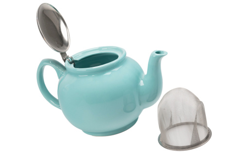 Zestaw dzbanek z sitkiem zaparzaczem porcelanowy niebieski