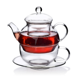 Szklany zestaw filiżanka imbryk tea for one peter do herbaty