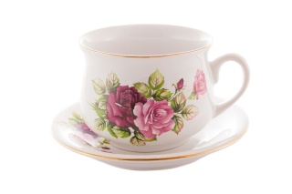 FILIŻANKA + SPODEK BIAŁA RÓŻA MIEROSZÓW POLSKA