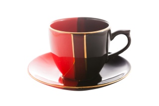 FILIŻANKA + SPODEK MIEROSZÓW TRIO CZARNO CZERWONE