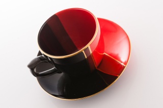 FILIŻANKA + SPODEK MIEROSZÓW TRIO CZARNO CZERWONE