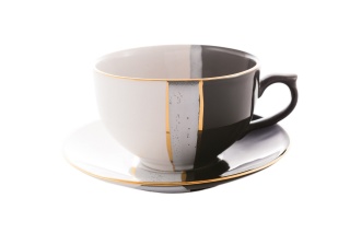 FILIŻANKA + SPODEK ROXANA MIEROSZÓW BIAŁO CZARNA