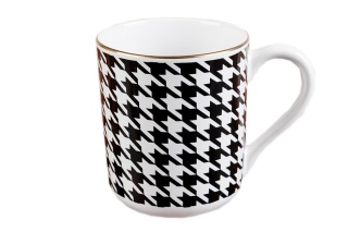 KUBEK CERAMICZNY PEPITKA MIEROSZÓW BIAŁO CZARNY