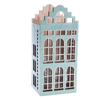 Zielony świecznik drewniany lampion domek na świecę święta