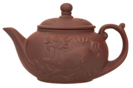 Brązowy dzbanek czajnik do herbaty kawy 0,55 l ceramiczny