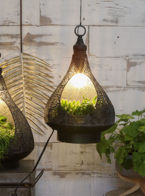 Czarna lampa ażurowa lampka do salonu biura maroco boho