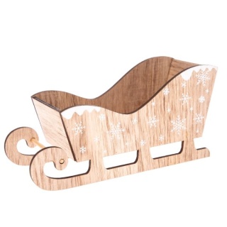 Drewniana ozdoba świąteczna sanki Mikołaja pod choinkę