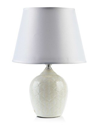 Elegancka lampka nocna biała beż Leti Natural do sypialni